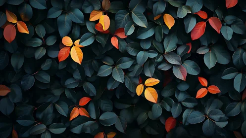 Midnight garden chorus of ember-bright autumn leaves.