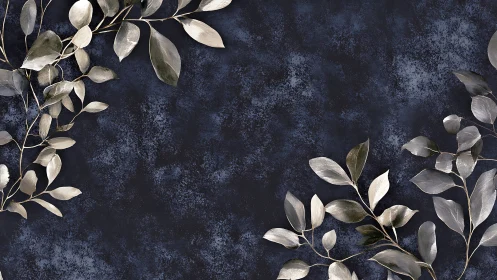 Silver leaves drift softly across a deep midnight blue