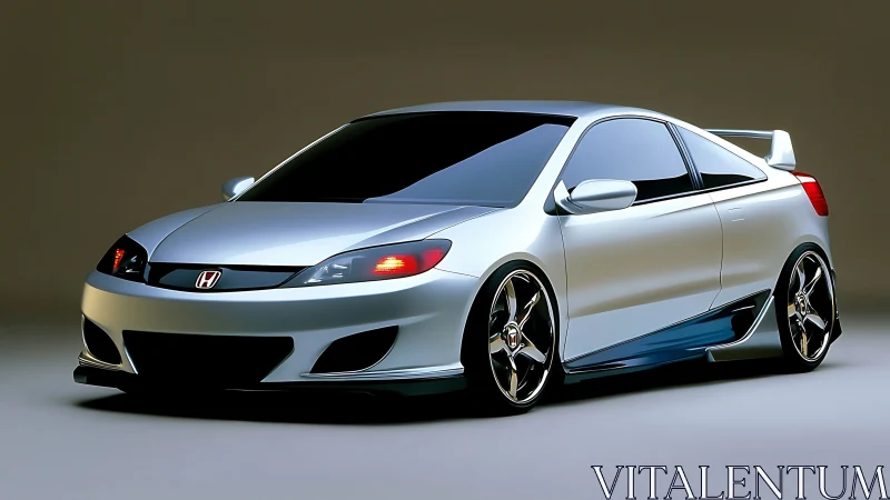 Silver Honda coupe showcases aggressive tuned street stance.