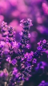 Purple lavender flowers in focus with blurred background.