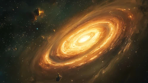 Heliocentric plasma galaxy disc with luminous accretion spiral.