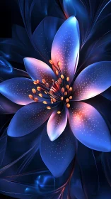 Digital macro rendering depicts luminous stylized flower form
