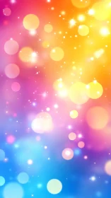 Bubble-bright rainbow bokeh sky with glittering sparks.
