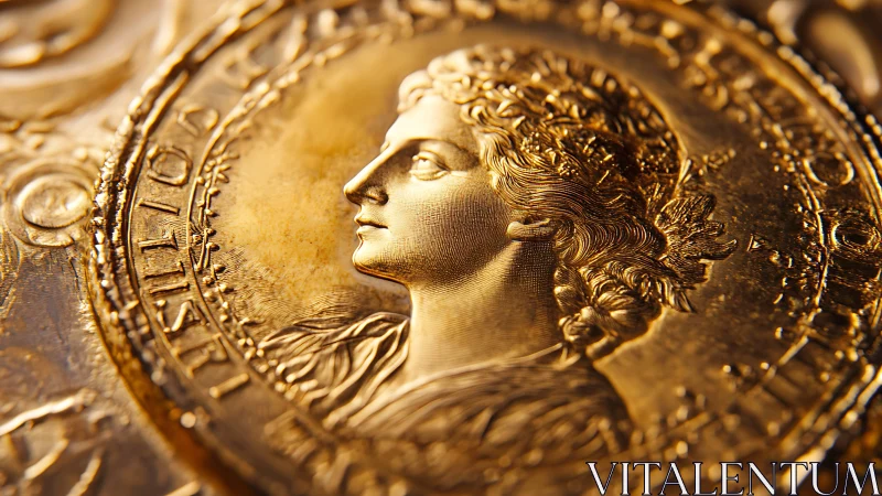 Golden commemorative coin glows with intricate embossed profile