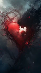Luminous Heart Surrounded by Dark Tendrils.