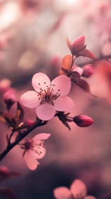 Delicate Pink Blossoms: Spring Floral Study with Bokeh Depth.
