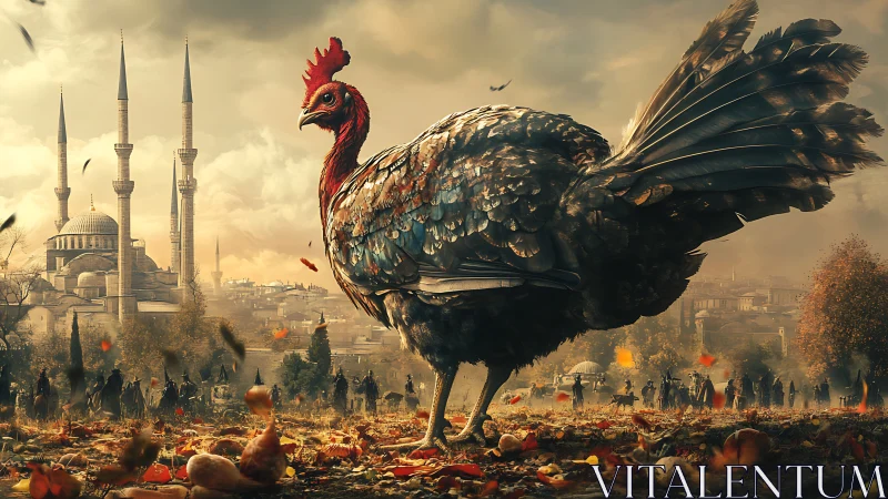 Colossal Turkey Dominates Islamic Cityscape in Golden Autumn Scene
