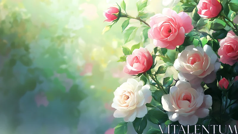 Sunlit Garden Roses in Soft Bloom.