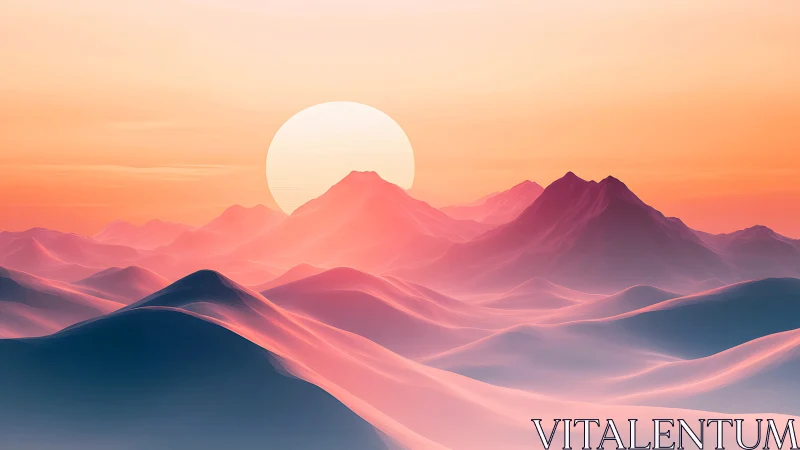 Soft pastel mountains welcome a dreamy rising sun