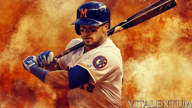 Dynamic digital portrait of baseball batter in swing stance.