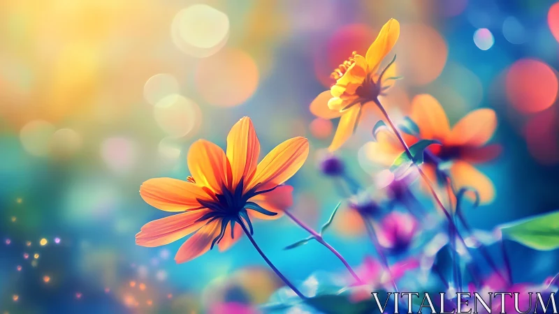 Vibrant Flowers in Soft Bokeh Background.
