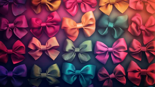 Ribbon chorus of neon bows in a softly glowing gridscape.