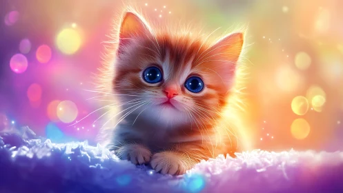 Digitally Rendered Kitten in Gradient Light Environment.