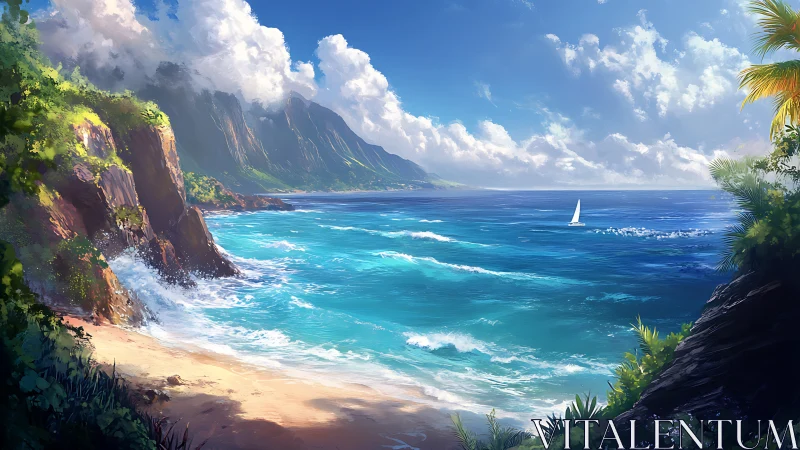 Tropical Coastal Paradise with Dramatic Cliffs.