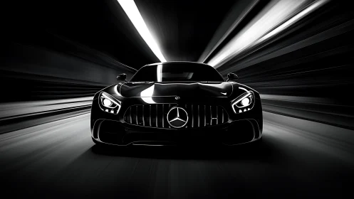 Midnight supercar rockets through a tunnel of pure speed.