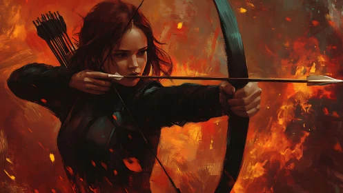 Firelit archer steadies a burning horizon with one arrow