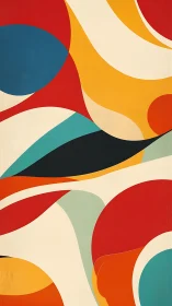 Curved geometric color fields in bold retro abstraction.