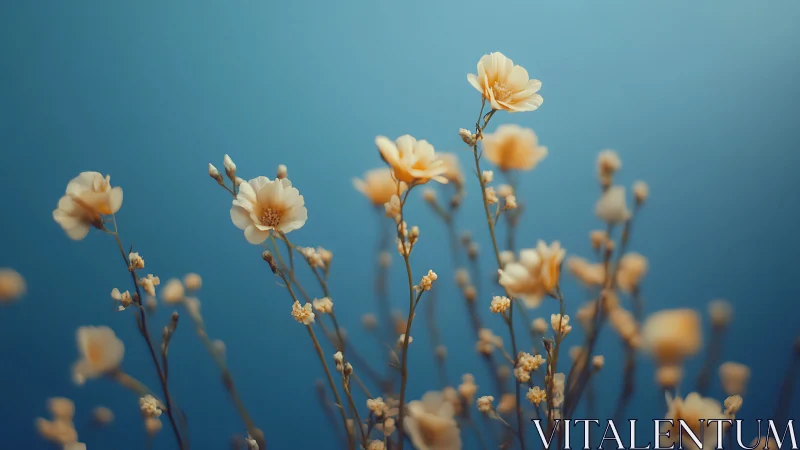 Delicate Carnations Against Blue: Selective Focus Floral Composition