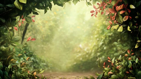 Forest pathway framed by autumn foliage and seasonal foliage transition.