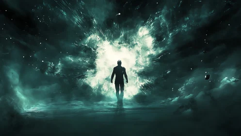 Walking into the cosmic glow of a quiet inner universe.