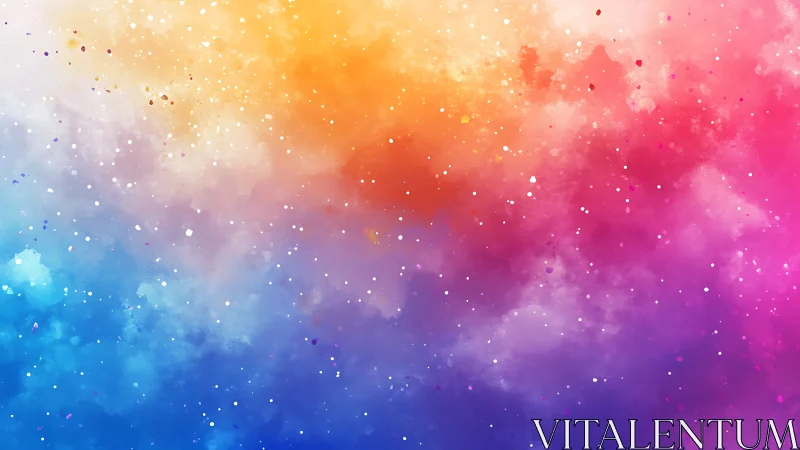 Multicolor nebula gradient with dispersed starfield particles