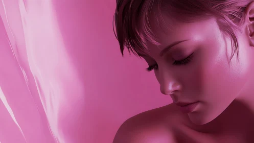 Soft pink portrait celebrates quiet beauty in tender light