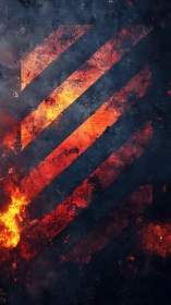 Diagonal Geometric Fire Gradient with Layered Incandescent Stripes