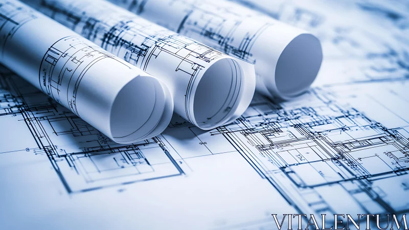 Architectural Plans Come to Life Through Rolled Blueprints.