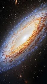 Edge-on spiral galaxy shows dense core and star-forming disk