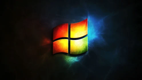 Digital glow logo emblem with radiant nebular background.