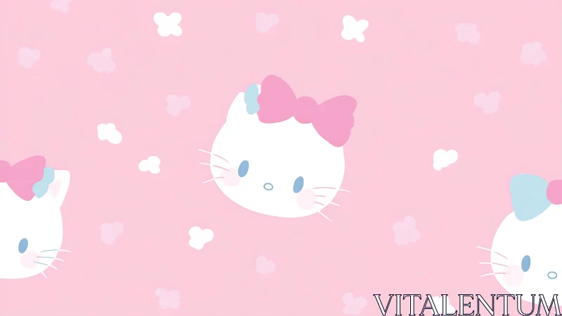 Repeated cartoon cat heads form a centered wallpaper pattern