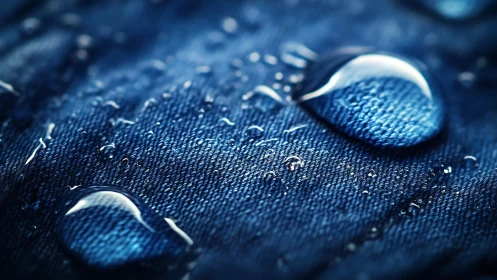 Water droplets on fabric textile surface with macro detail