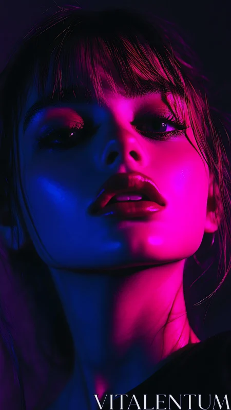 Neon dual-gel lighting sculpts high-contrast portrait surface planes