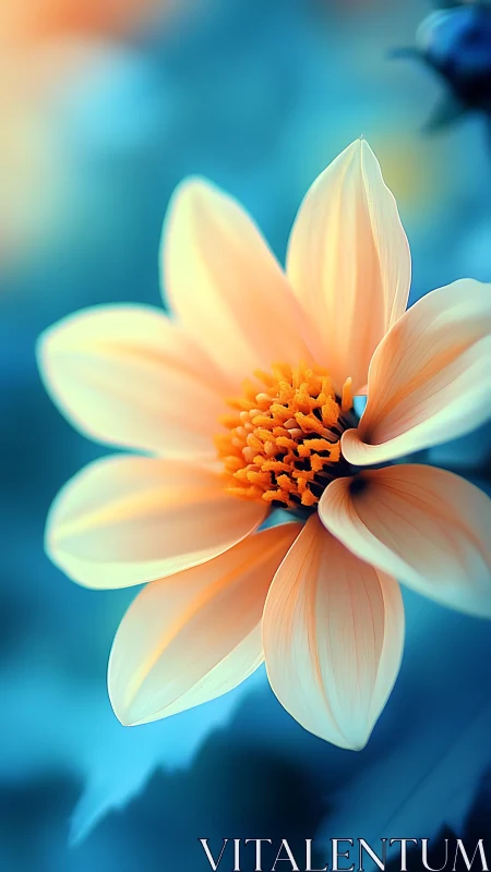 Soft sunrise petals in dreamy teal twilight bloomscape.