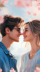 Two Souls Converge: An Intimate Moment Beneath Blooming Skies