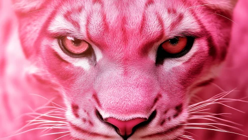 Pink-toned feline portrait with saturated color palette.