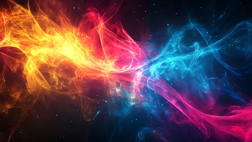 Cosmic collision of neon energy streams in deep space.
