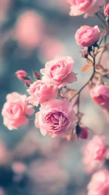 Pink roses with shallow depth of field and soft bokeh effect.