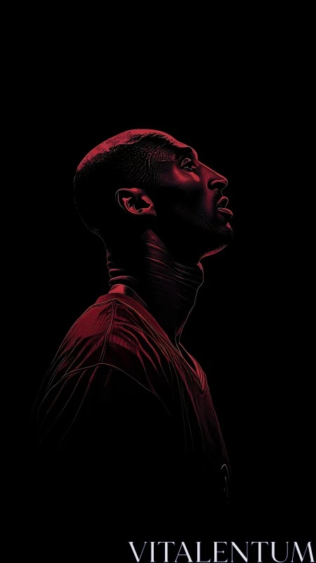 Side profile digital portrait of athlete in red light.