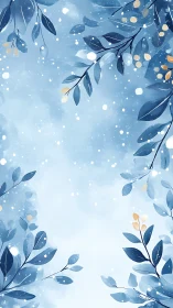 Cool-toned botanical border with stylized bokeh and soft vignette