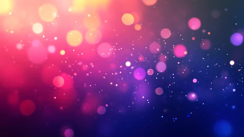 Vibrant abstract bokeh lights in pink and purple gradient background.