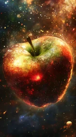 Cosmic gravity-apple rendered as luminous nebular sphere.