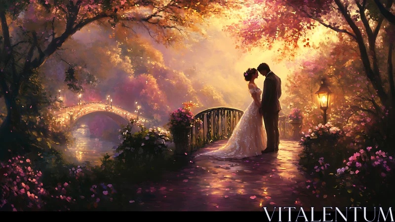 Romantic Garden Evening: Digital Illustration.