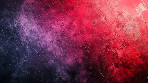 Bold abstract textured painting in red and purple gradient style.