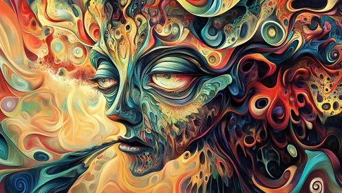 Swirling dreamface exhales galaxies of molten color