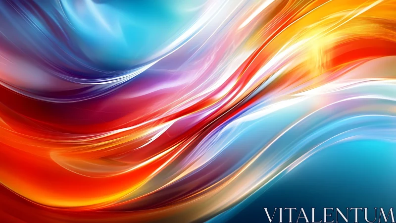 Chromatic fluid waves with luminous gradient ribbons.