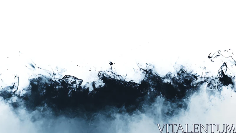 Abstract black ink swirling in water with minimalist style.