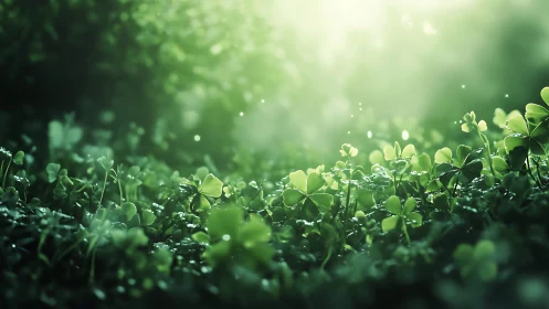 Clover ground cover under diffuse backlit illumination.
