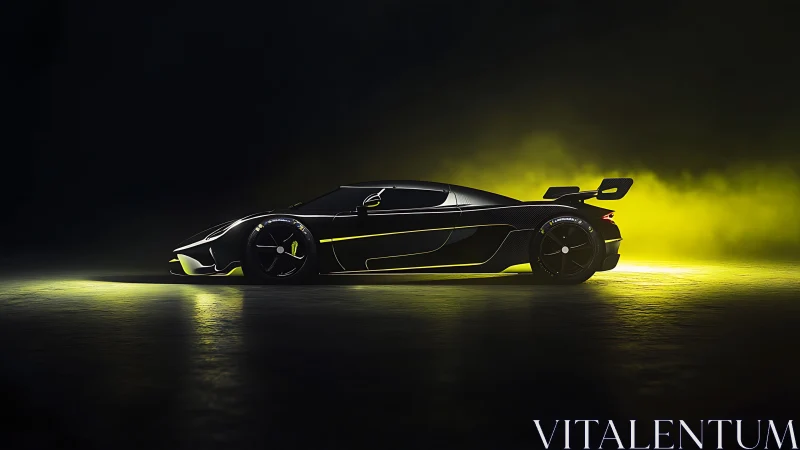 Midnight hypercar slicing neon fog in electric silence.