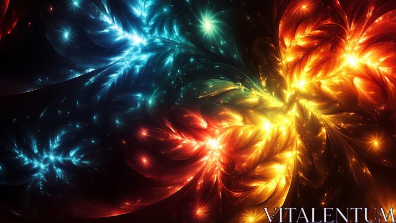 Fractal energy pattern with contrasting blue and orange fields.